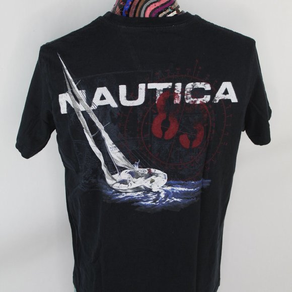 Nautica N-83 Sailing Graphic T-Shirt Navy Size Small Mens Spell Out Logo Cotton - Picture 1 of 7